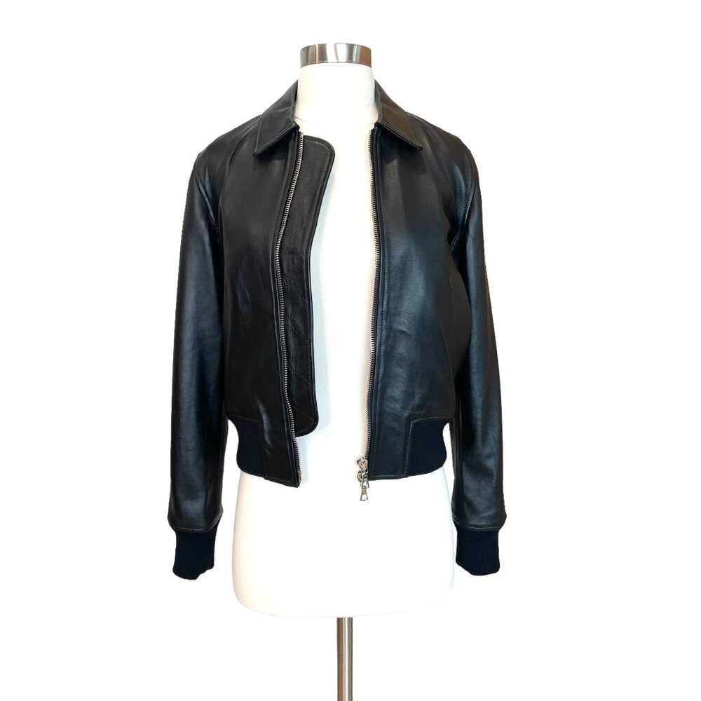 Officine Generale Leather Bomber Jacket - Picture 2 of 6